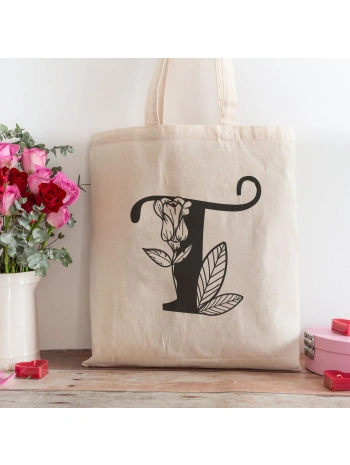 T Harfi Tasarımlı Alışveriş Plaj Bez Çanta