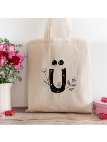Ü Harfi Tasarımlı Alışveriş Plaj Bez Çanta