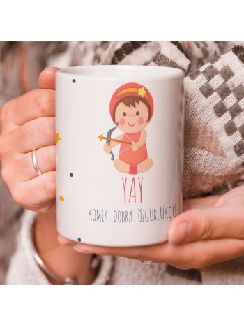 Yay Burcu Özel Sevimli Beyaz Kupa Bardak