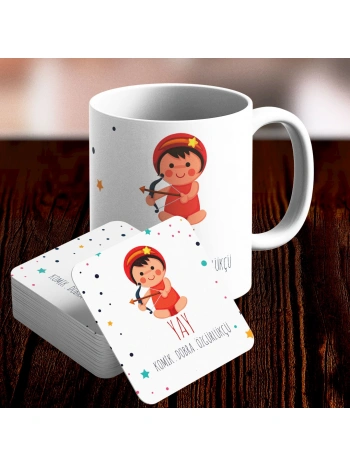 Yay Burcu Özel Sevimli Kupa ve Altlık Seti