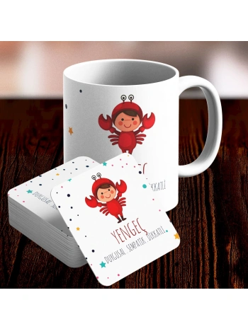 Yengeç Burcu Özel Sevimli Kupa ve Altlık Seti