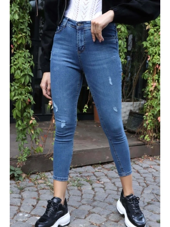 Yüksek Bel Skinny Jean Pantolon  - MAVİ
