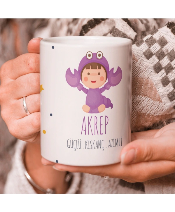 Akrep Burcu Özel Sevimli Beyaz Kupa Bardak
