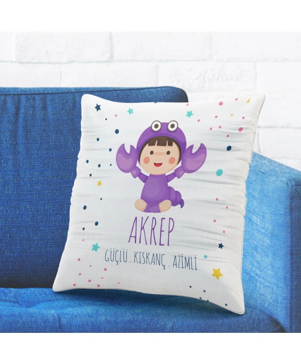 Akrep Burcuna Özel Tasarımlı Sevimli Yastık Kılıfı