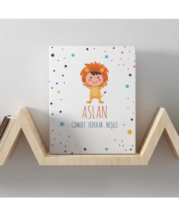 Aslan Burcuna Özel Tasarım Kanvas  Tablo