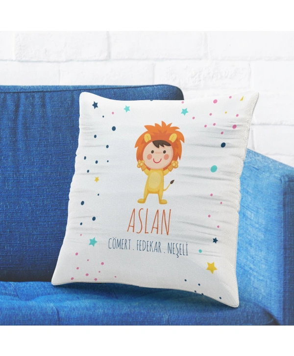 Aslan Burcuna Özel Tasarımlı Sevimli Yastık Kılıfı