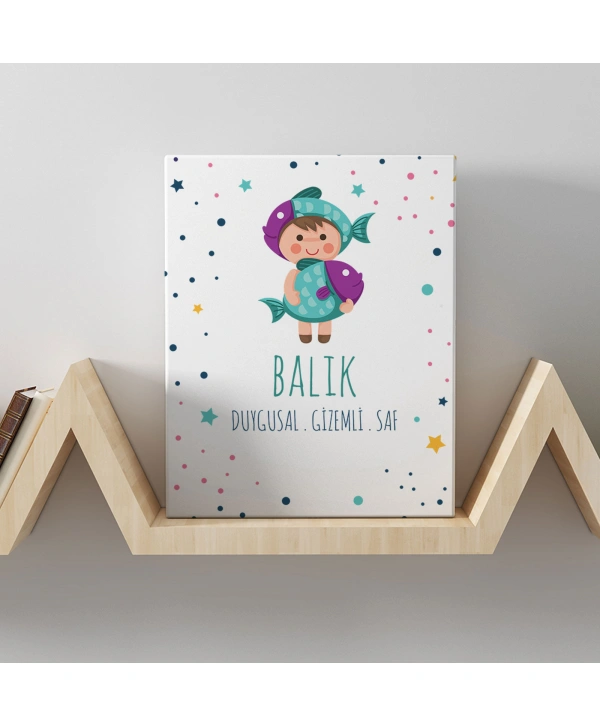 Balık Burcuna Özel Tasarım Kanvas  Tablo