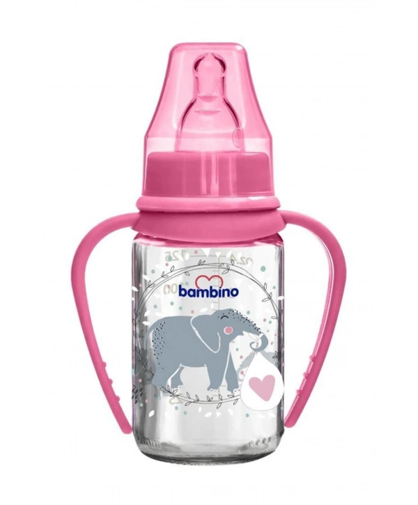 Bambino Kulplu Cam Biberon 125 ml - Pembe