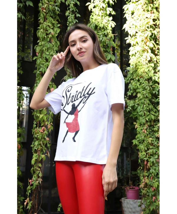 Baskılı Tişört - BEYAZ