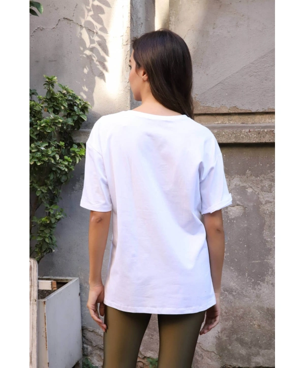 Baskılı Tişört-BEYAZ