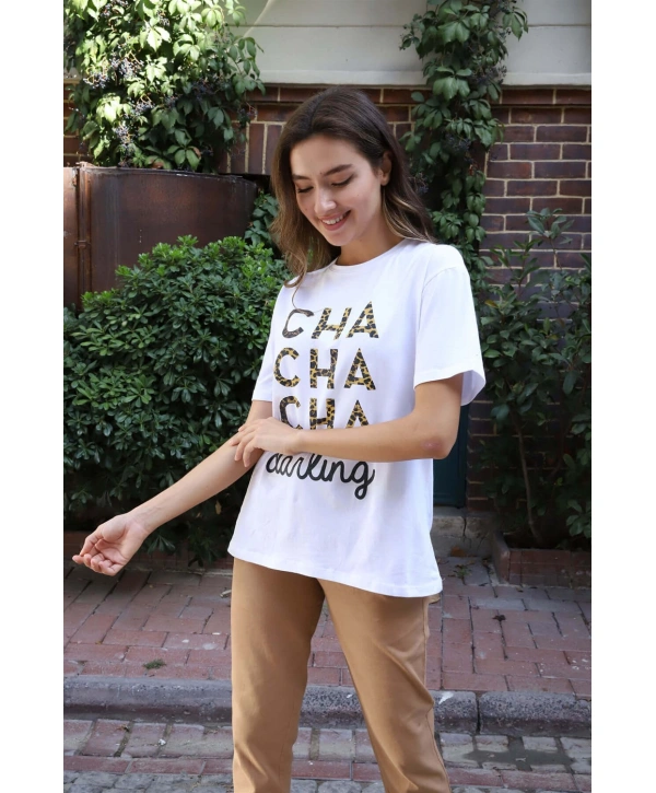 Baskılı Tişört-BEYAZ