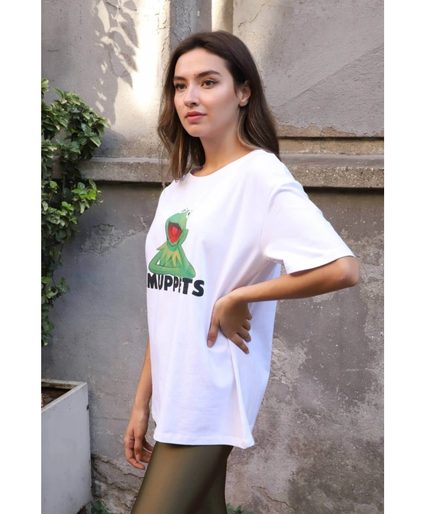 Baskılı Tişört-BEYAZ