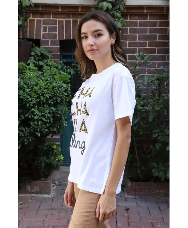 Baskılı Tişört-BEYAZ