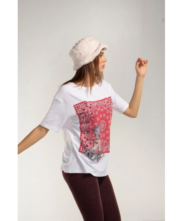 Baskılı Tişört - BEYAZ