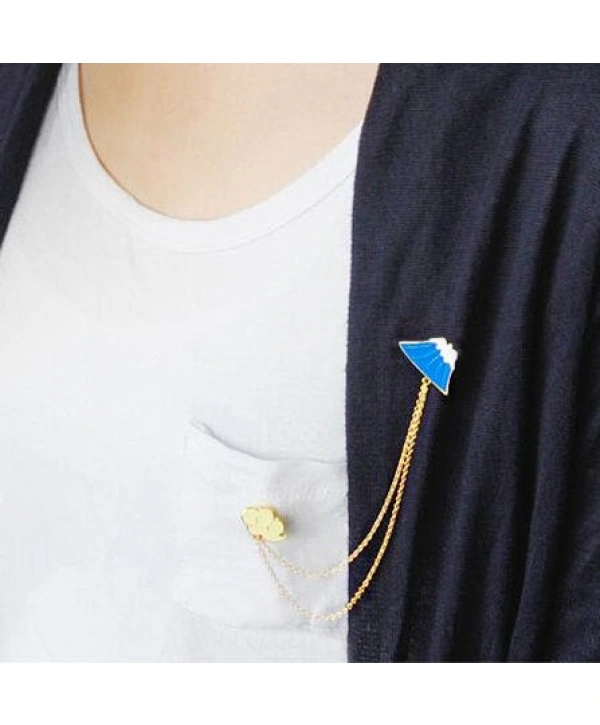 Bayan Liya Dağ ve Bulut Metal Broş Seti