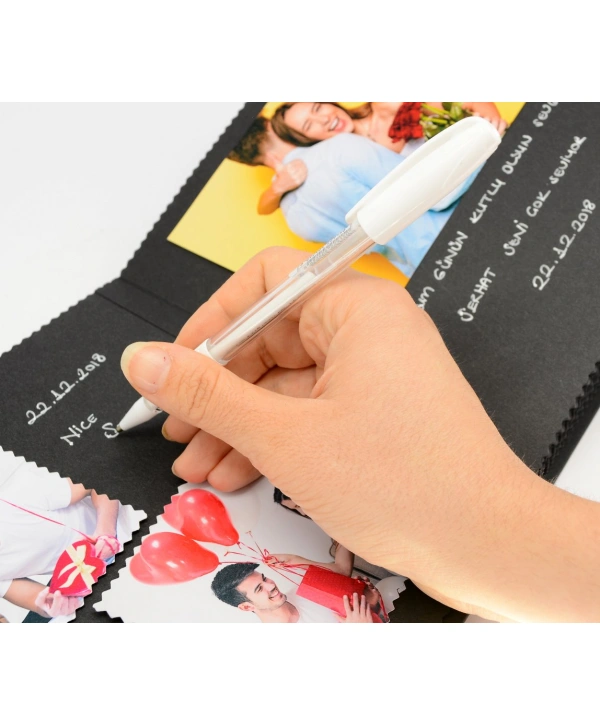 Beyaz Kalemli Kendin Yap Albüm Siyah Anı Defteri