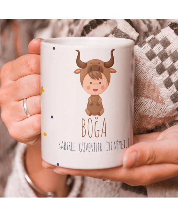 Boğa Burcu Özel Sevimli Beyaz Kupa Bardak