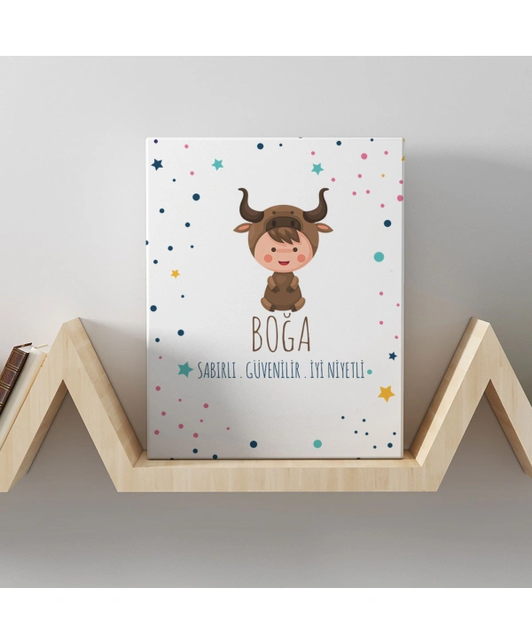 Boğa Burcuna Özel Tasarım Kanvas  Tablo