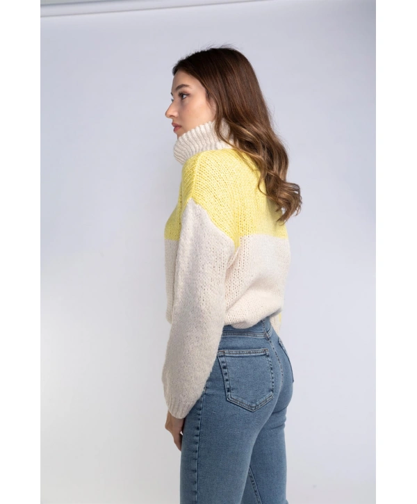 Boğazlı Örgü Kazak-SARI