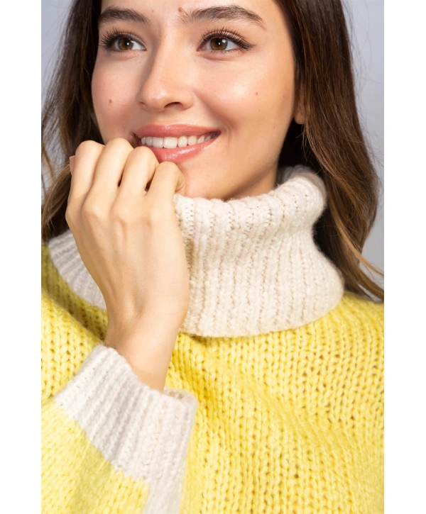 Boğazlı Örgü Kazak-SARI