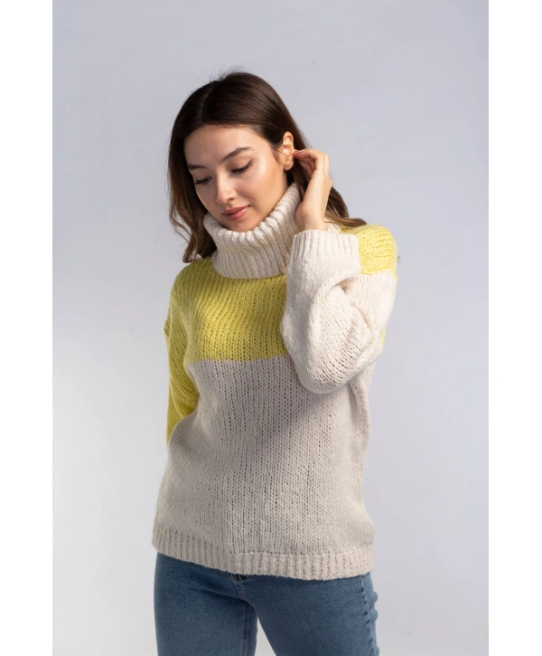 Boğazlı Örgü Kazak-SARI