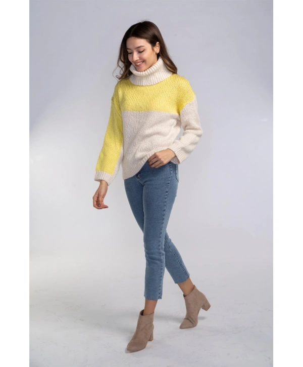 Boğazlı Örgü Kazak-SARI