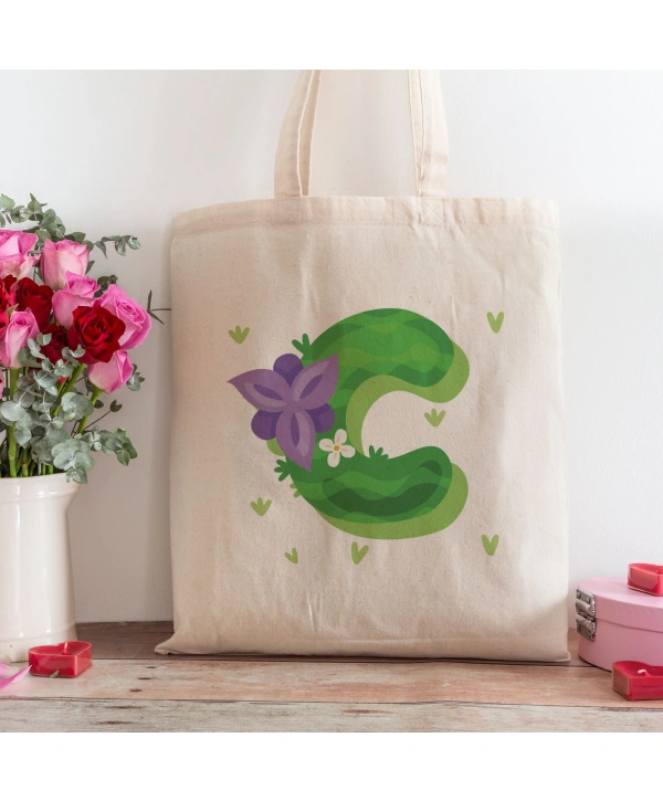 C Harfi Tasarımlı Alışveriş Plaj Bez Çanta