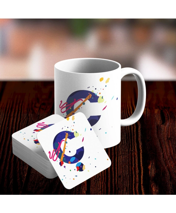 Ç Harfi Tasarımlı Kupa ve Bardak Altlığı Seti