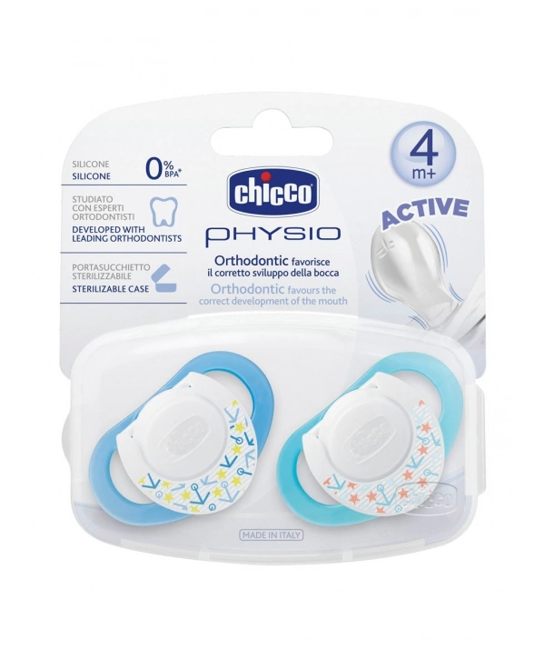 Chicco Physio Silikon Emzik 4m+ 2li - Mavi