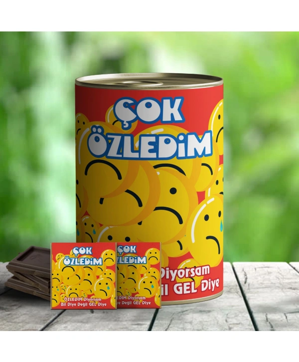 Çok Özledim Temalı Hediye Çikolata Konservesi
