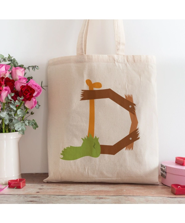 D Harfi Tasarımlı Alışveriş Plaj Bez Çanta