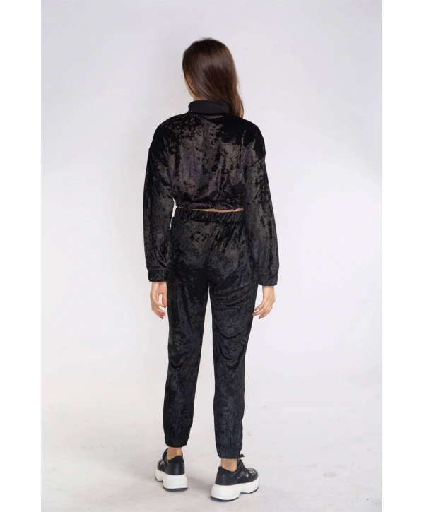 Fermuarlı Kadife Takım-SİYAH