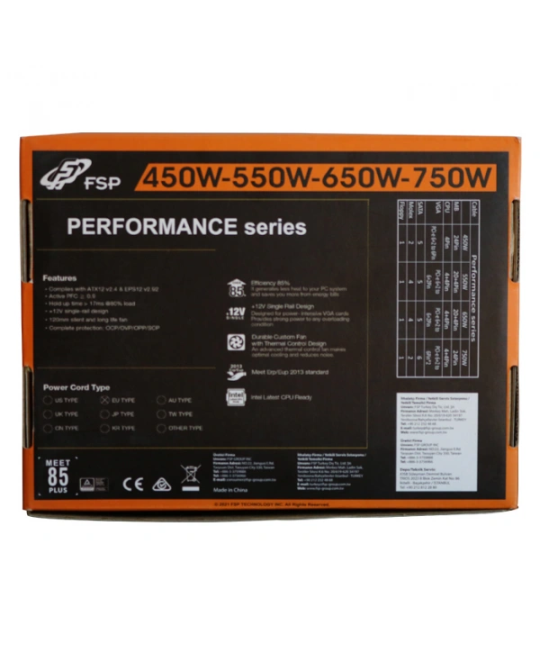 FSP PERFORMANCE 750W FSP750-50AAA 80 PLUS BRONZE POWER SUPPLY