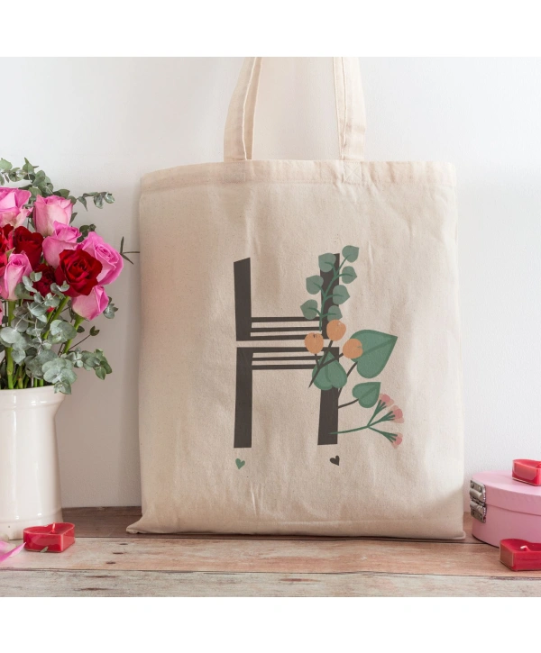 H Harfi Tasarımlı Alışveriş Plaj Bez Çanta