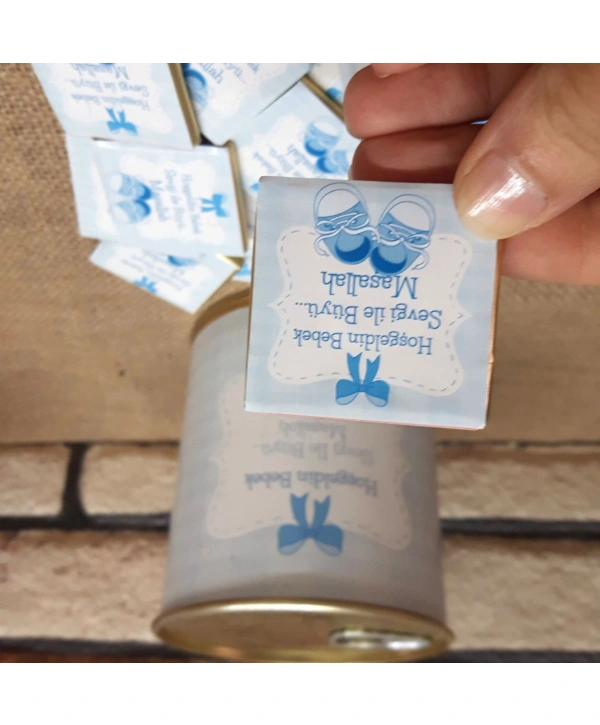 Hoşgeldin Bebek Çikolata Hediye Konservesi - Mavi