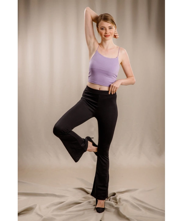 İspanyol Paça Tayt - SİYAH