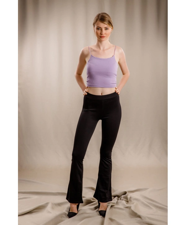 İspanyol Paça Tayt - SİYAH