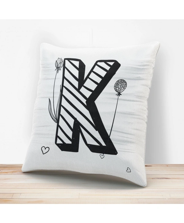 K Harfi Tasarımlı Yastık Kılıfı