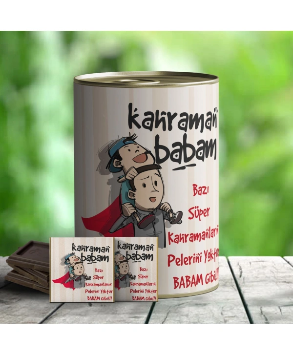 Kahraman Babam Hediye Çikolata Konservesi