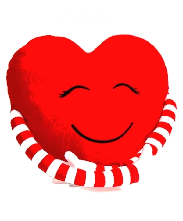 Kalpli Kollu Sarılan Peluş Yastık - Kırmızı