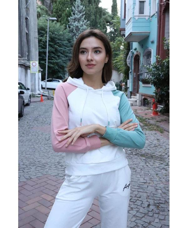 Kanguru Cepli Sweatshirt - BEYAZ