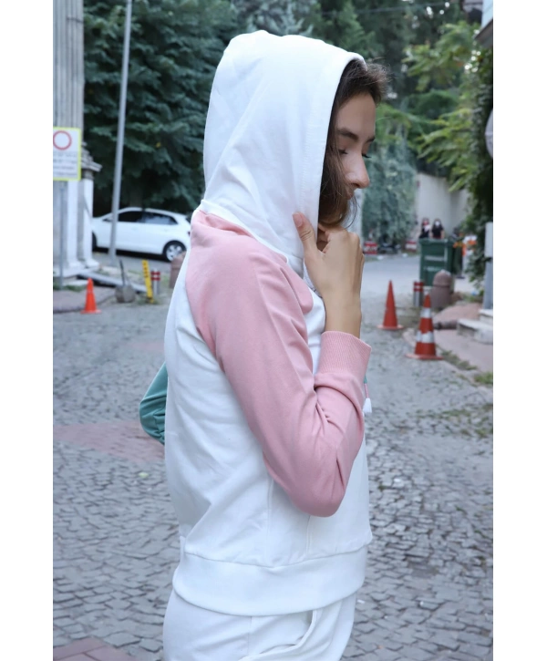 Kanguru Cepli Sweatshirt - BEYAZ