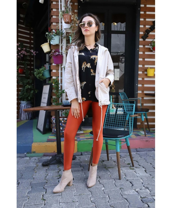 Kapüşonlu Kordonlu Yağmurluk- BEJ