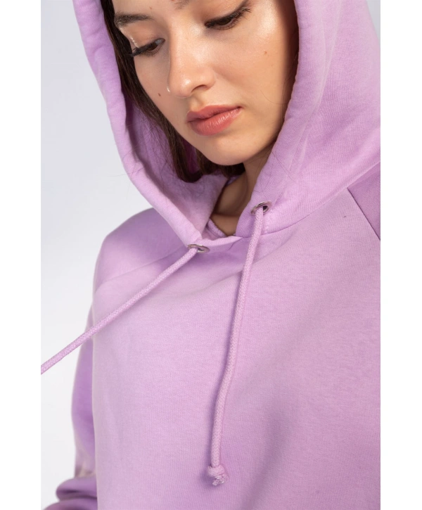Kapüşonlu Şardonlu Sweatshirt-LİLA