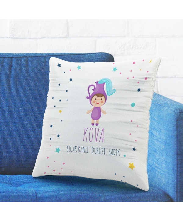 Kova Burcuna Özel Tasarımlı Sevimli Yastık Kılıfı