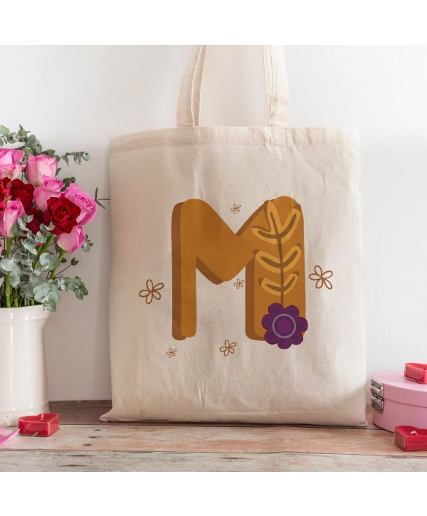 M Harfi Tasarımlı Alışveriş Plaj Bez Çanta