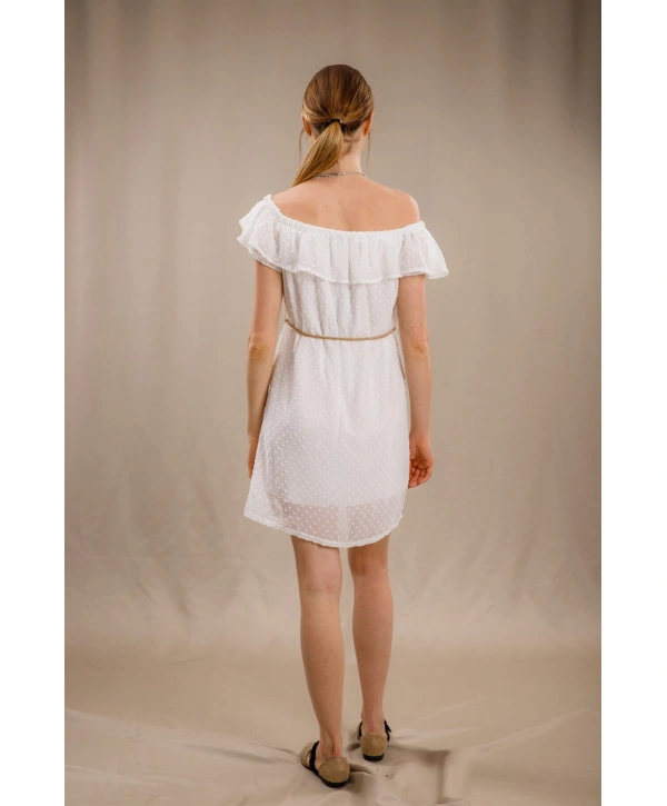 Madonna Yaka Elbise - BEYAZ