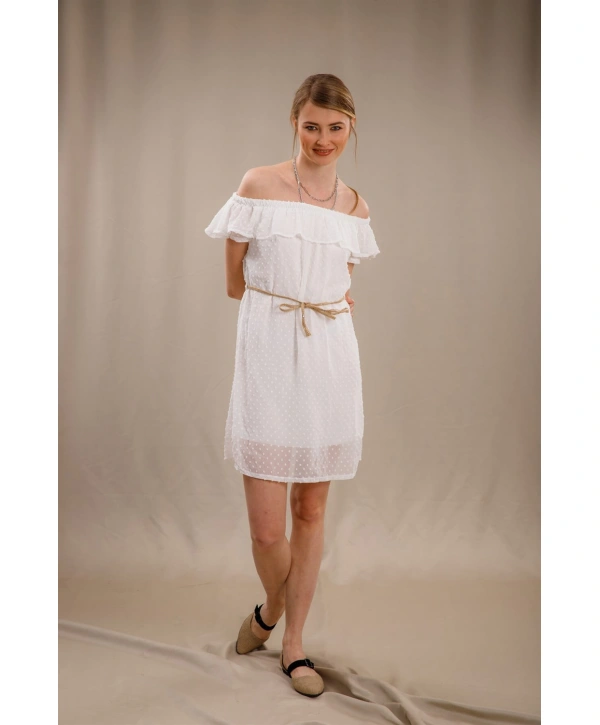 Madonna Yaka Elbise - BEYAZ