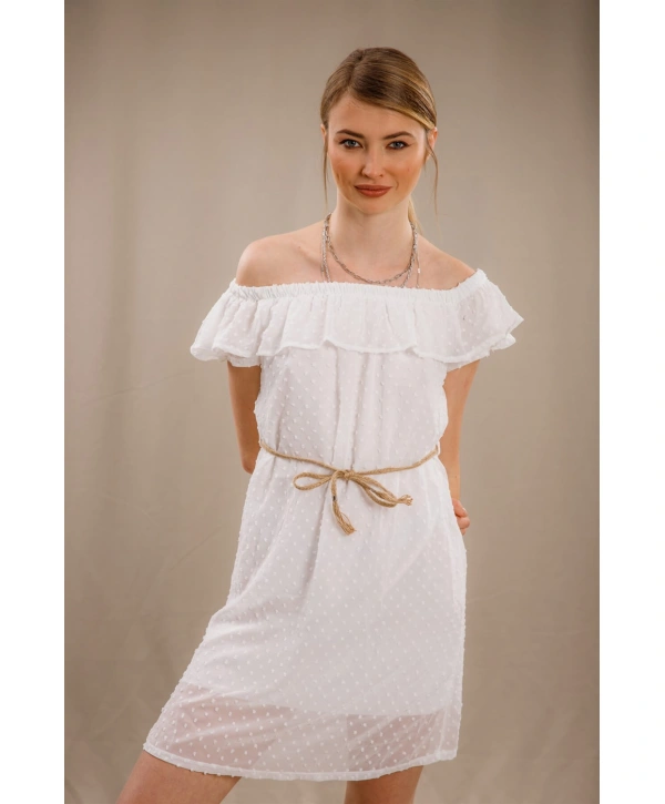 Madonna Yaka Elbise - BEYAZ