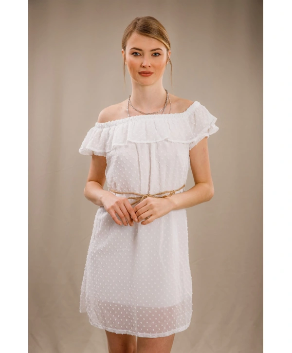 Madonna Yaka Elbise - BEYAZ